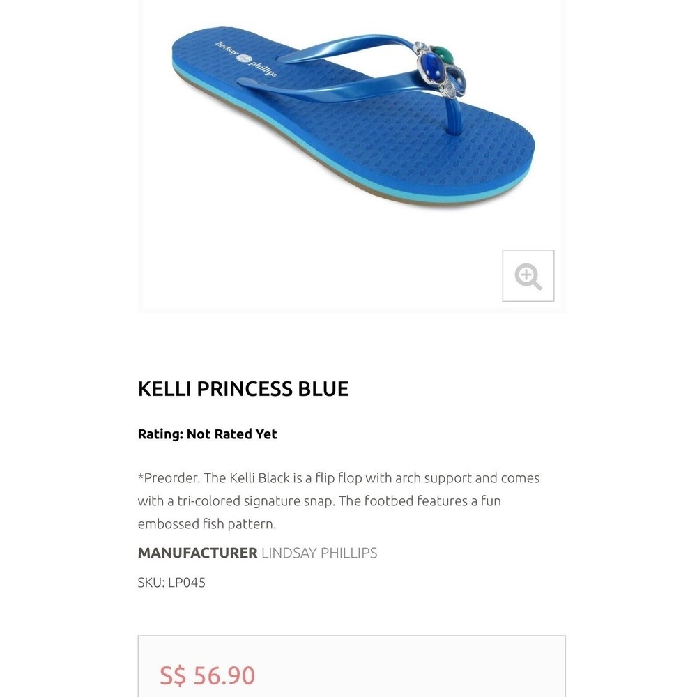 Lindsay Phillips Embellished Flip Flops Kelli Princess Blue Sz 10 sandals NEW - Picture 3 of 16